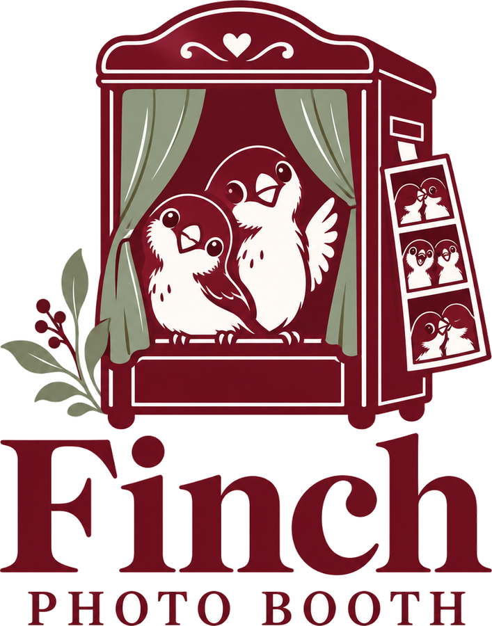 Illustration of two finches posing inside the photo booth